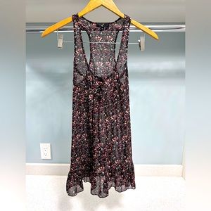 Sheer Racerback Black Floral Tank Top